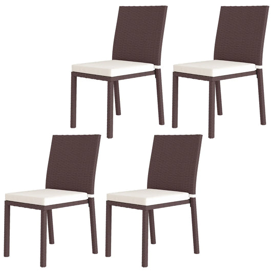 Patio Dining Chairs Set of 4, All Weather Wicker, Steel Frame, Beige Patio Chairs Brown, Beige at Gallery Canada