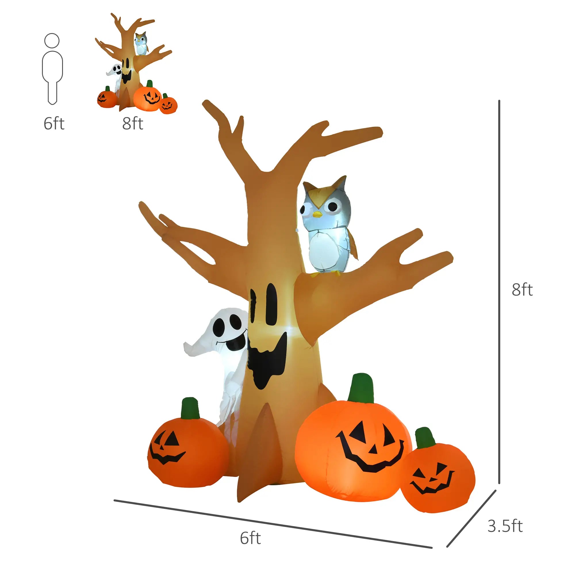 Inflatable Halloween Decoration, Haunted Tree with Owl, Ghost, Pumpkins, Outdoor LED Display, 6.5FT Halloween Decorations at Gallery Canada