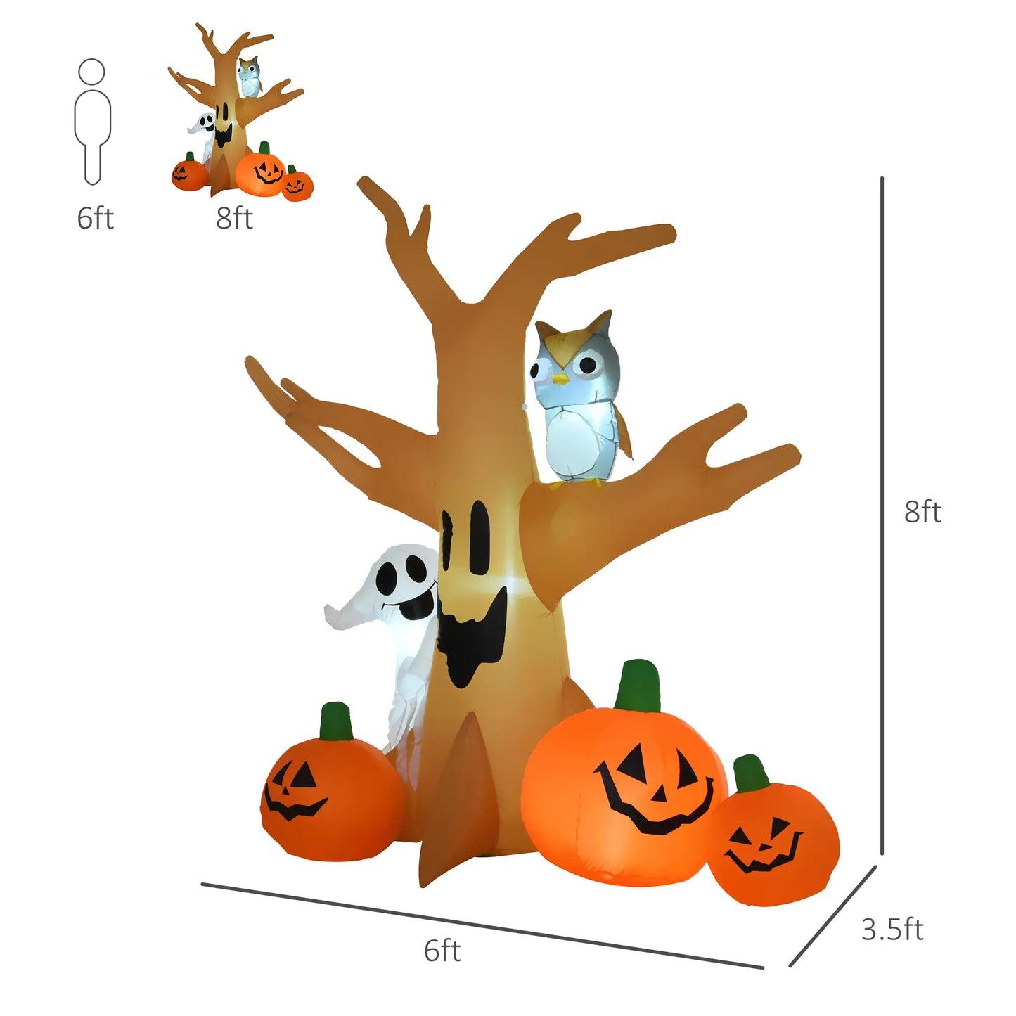 Inflatable Halloween Decoration, Haunted Tree with Owl, Ghost, Pumpkins, Outdoor LED Display, 6.5FT Halloween Decorations at Gallery Canada