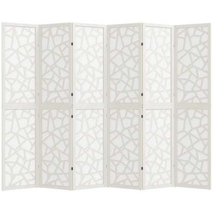 6 Panel Room Divider, 5.6 FT, Geometric Pattern Privacy Screen, White Room Dividers at Gallery Canada