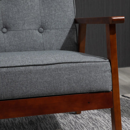 44.5" 2 Seat Sofa, Modern Upholstered Loveseat, Button Tufted Back, Wood Legs, Grey 2-Seater Sofas at Gallery Canada