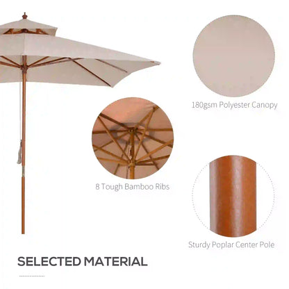 10x10ft Wood Square Patio Umbrella, Pagoda Style, Khaki Sun Umbrellas at Gallery Canada