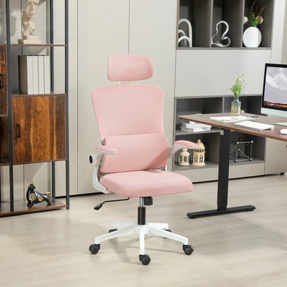 Mesh Office Chair, High Back with Headrest, Lumbar Support, Adjustable Height, Pink Executive & Manager Chairs at Gallery Canada
