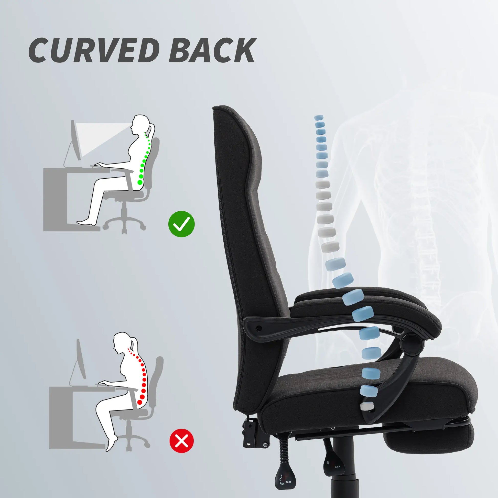 High Back Swivel Recliner Chair, Adjustable Height, Footrest, Armrest, Black Office Chairs at Gallery Canada