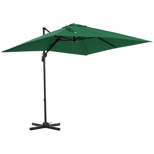 8' x 8' Square Cantilever Umbrella, 360° Rotation, Aluminum, Green Cantilever Umbrellas Green at Gallery Canada