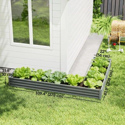 L-Shaped Raised Garden Bed, 82" x 109" x 12", Galvanized Steel Planter Box, Light Grey Galvanized Planter Boxes at Gallery Canada