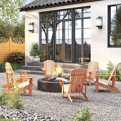 Classic Adirondack Chair, Garden Deck Chair with Cup Holder, Natural Patio Chairs at Gallery Canada