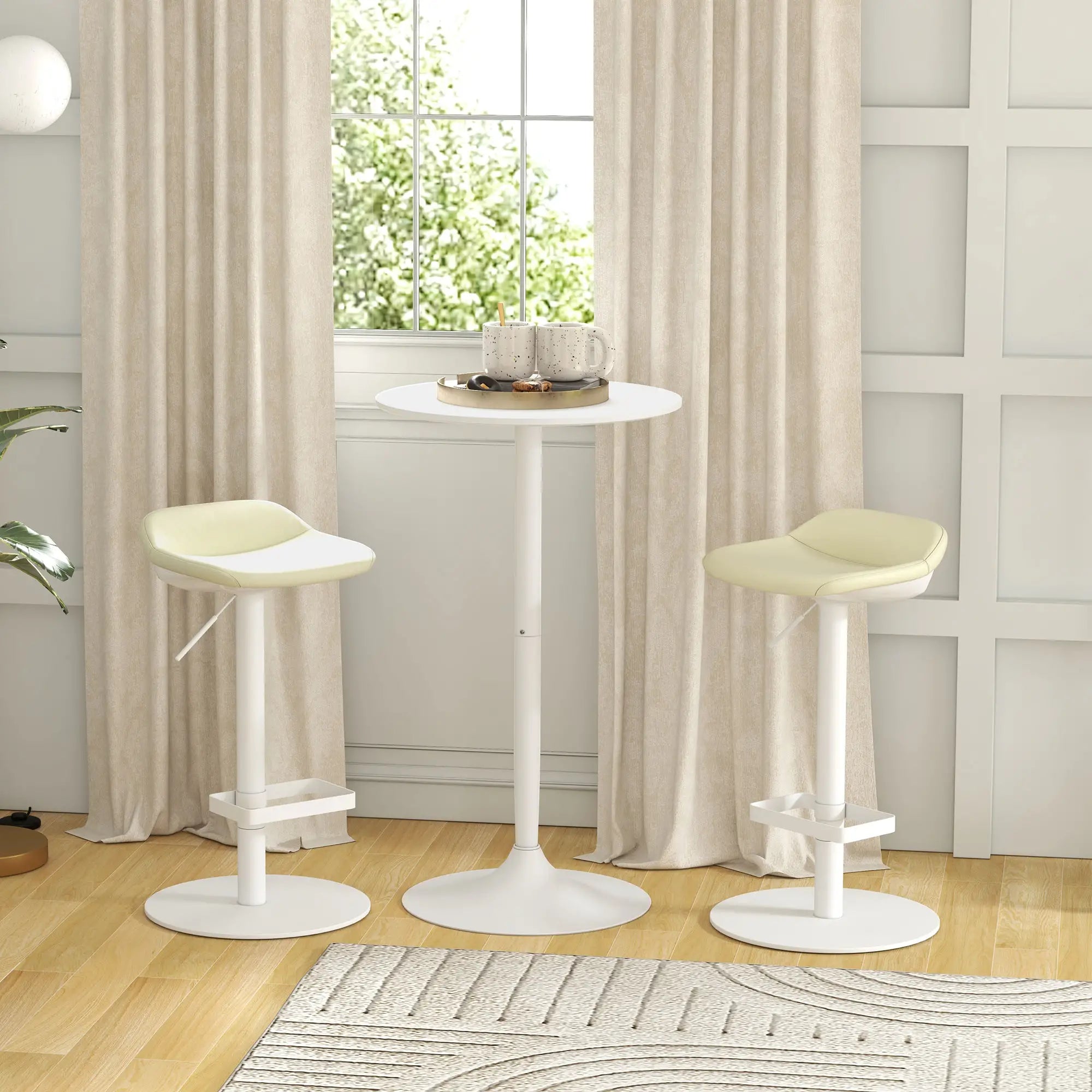Modern Round High Top Bar Table, Steel Base, 2-Person, White Bar Tables & Dining Tables at Gallery Canada