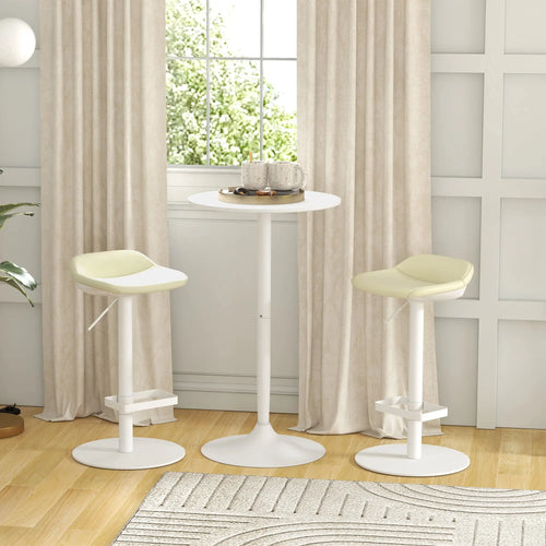 Modern Round High Top Bar Table, Steel Base, 2-Person, White