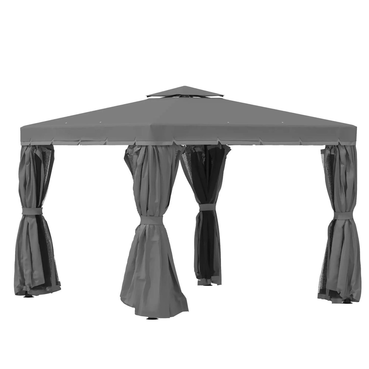 10' x 10' 2-Tier Gazebo, Zippered Mesh Sidewalls, Aluminum Frame, Dark Grey Gazebos at Gallery Canada
