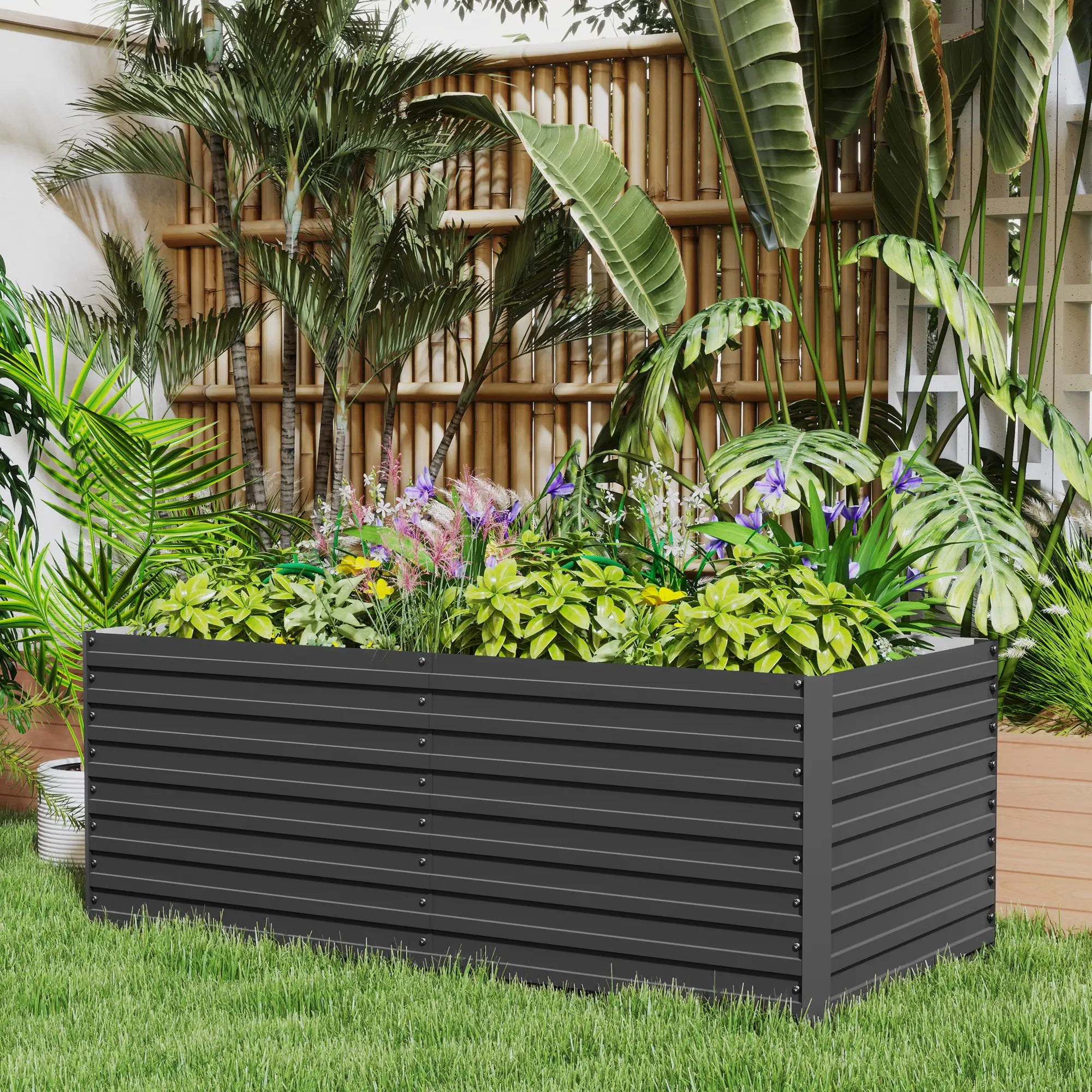 5' x 3' x 2' Raised Garden Bed, Galvanized Planter Box, Dark Grey Raised Garden Beds at Gallery Canada