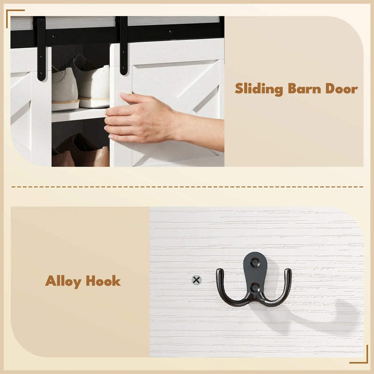 Coat Rack Shoe Bench Set, 2-Piece Hall Tree, White/Dk Walnut Shoe Storage Cabinets & Racks at Gallery Canada