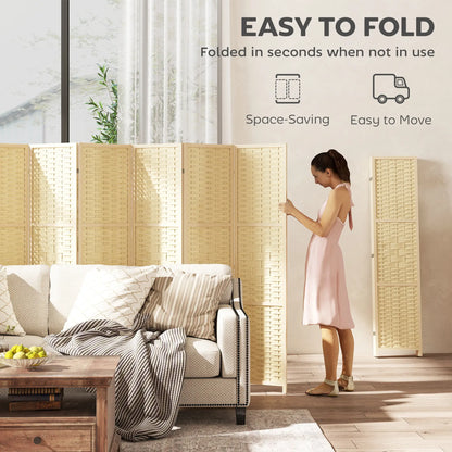 6-Panel Room Divider, 5.6 FT Freestanding Folding Privacy Screen, Natural Wood Room Dividers at Gallery Canada