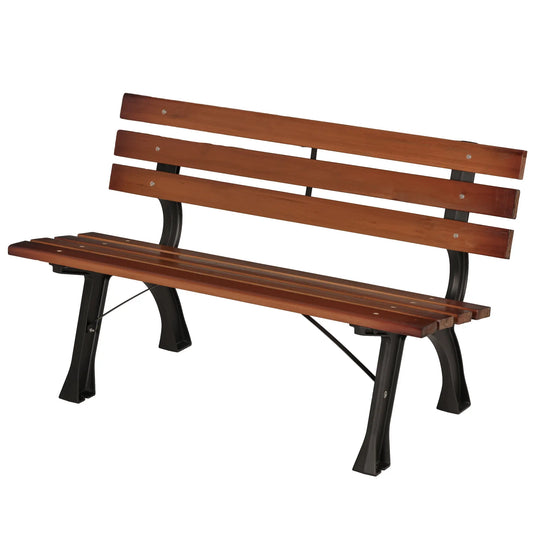 47 Inch Outdoor Garden Bench, Aluminum Wood Patio Loveseat, 528 lbs. Outdoor Benches Black, Coffee at Gallery Canada