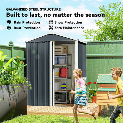 4.5 x 3ft Metal Garden Shed, Waterproof, Lockable Door, Dark Grey Sheds at Gallery Canada