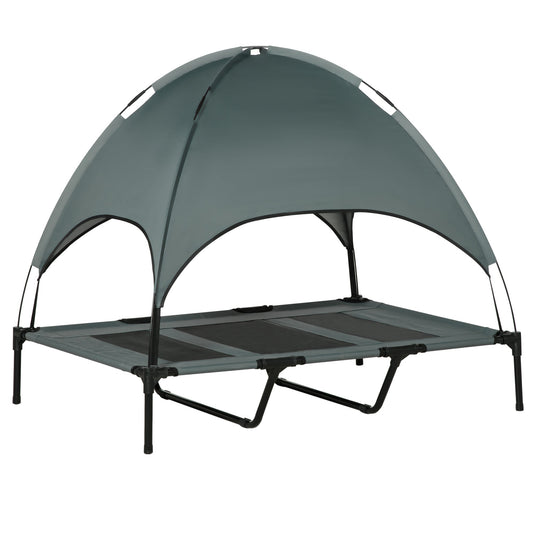 Elevated Dog Bed with Canopy, Portable Raised Dog Cot for XL Sized Dogs, Indoor &; Outdoor, 48" x 36" x 43", Grey - Gallery Canada