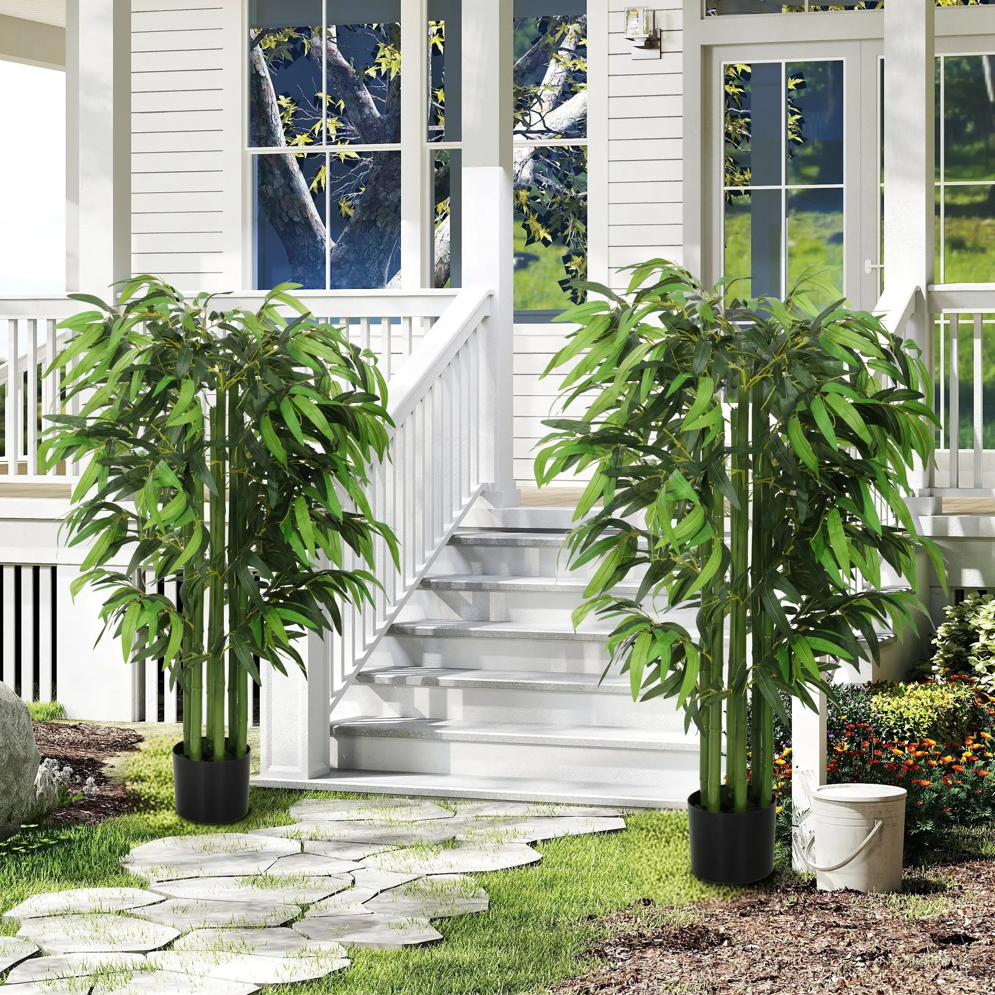 4.6FT Artificial Bamboo Tree Set, Decorative Faux Plant In Nursery Pot Artificial Trees at Gallery Canada