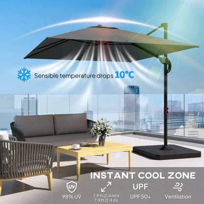 8' x 8' Offset Cantilever Patio Umbrella, UPF50+, 360° Rotation, Dark Grey Offset Cantilever Umbrellas at Gallery Canada