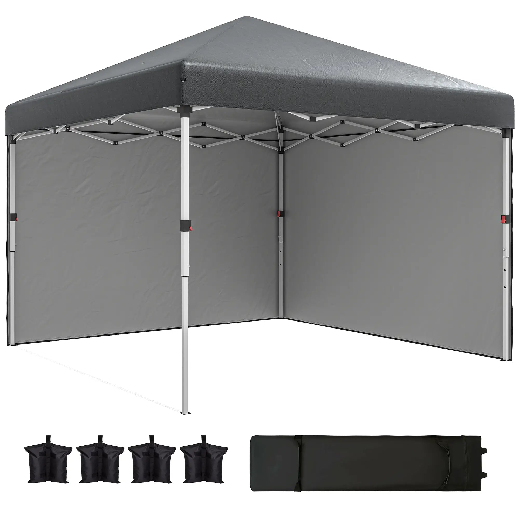 10' x 10' Pop Up Canopy With Sidewalls, Roller Bag, Height Adjustable, Grey Pop Up Canopies at Gallery Canada