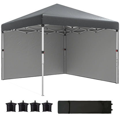 10' x 10' Pop Up Canopy With Sidewalls, Roller Bag, Height Adjustable, Grey Pop Up Canopies at Gallery Canada
