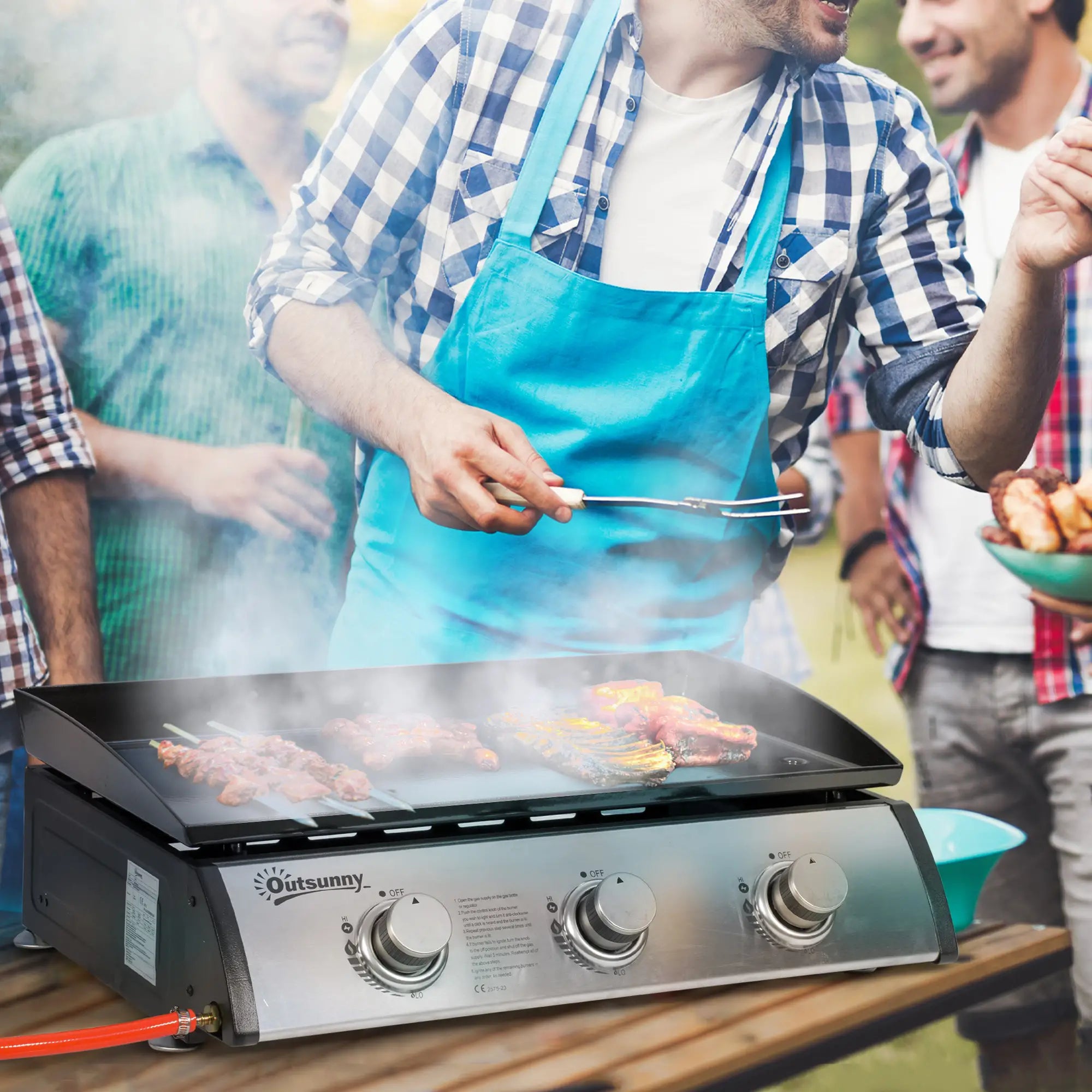 3 Burner Portable Tabletop BBQ Grill, Silver Propane Gas Grills at Gallery Canada