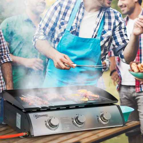 3 Burner Portable Tabletop BBQ Grill, Silver
