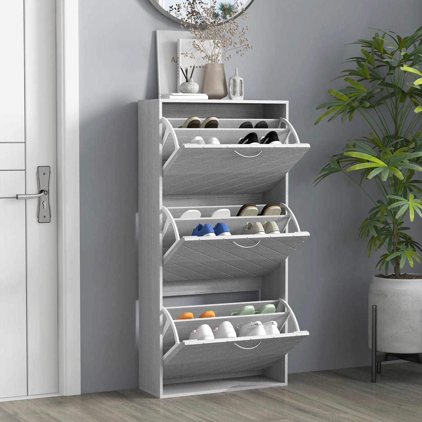 Shoe Storage Cabinet, 3 Flip Drawers, Slim 12 Pair Organizer Shoe Storage Cabinets & Racks at Gallery Canada