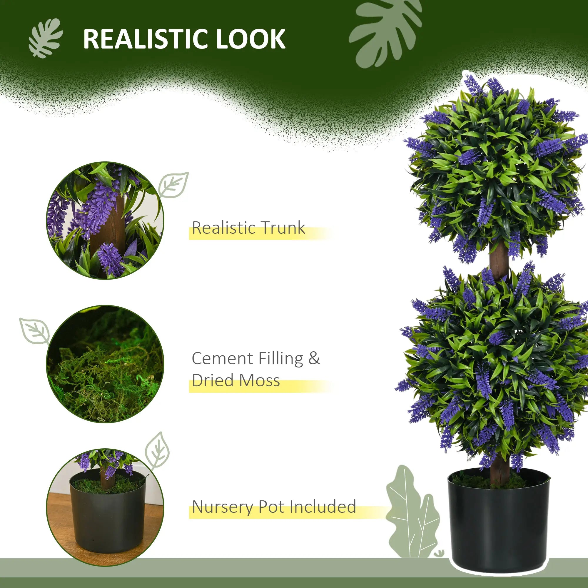 2.3ft Artificial Lavender Plants, Set of 2 with Pot, Indoor Outdoor Decor Artificial Trees at Gallery Canada