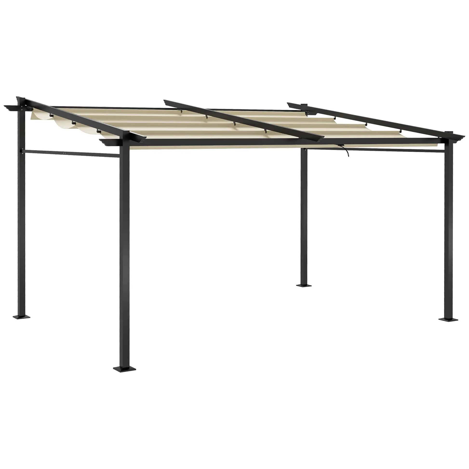 Metal Pergola, Sliding Roof Canopy, Retractable, 10' x 13', Beige Pergolas at Gallery Canada