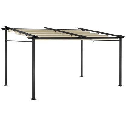 Metal Pergola, Sliding Roof Canopy, Retractable, 10' x 13', Beige Pergolas at Gallery Canada
