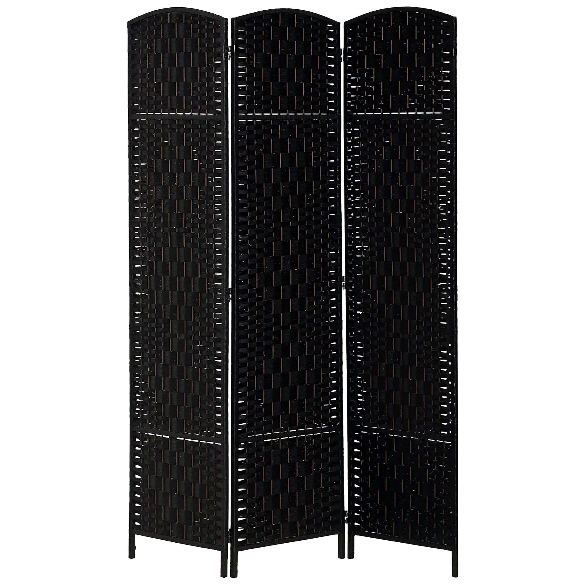6ft Folding Room Divider, 3 Panel Wooden Frame, Black Room Dividers Black at Gallery Canada