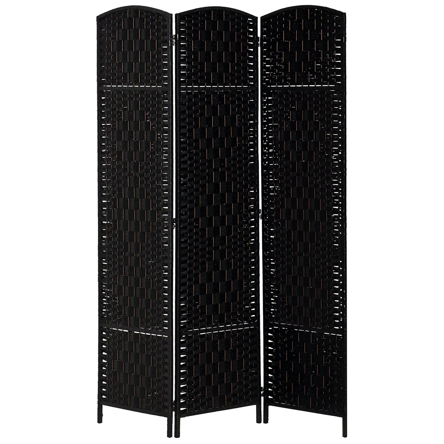 6ft Folding Room Divider, 3 Panel Wooden Frame, Black Room Dividers Black at Gallery Canada
