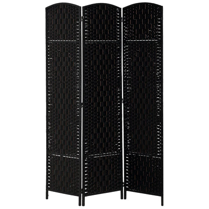 6ft Folding Room Divider, 3 Panel Wooden Frame, Black Room Dividers Black at Gallery Canada