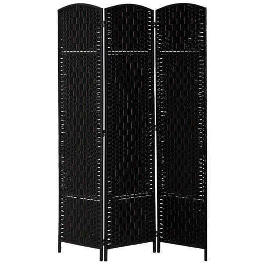6ft Folding Room Divider, 3 Panel Wooden Frame, Black Room Dividers Black at Gallery Canada