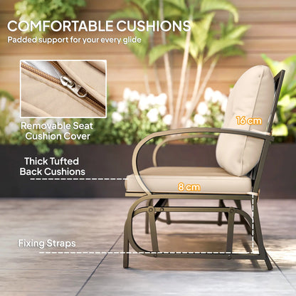 2-Person Outdoor Glider Chair, Steel Frame With Cushions, Khaki Outdoor Gliders at Gallery Canada