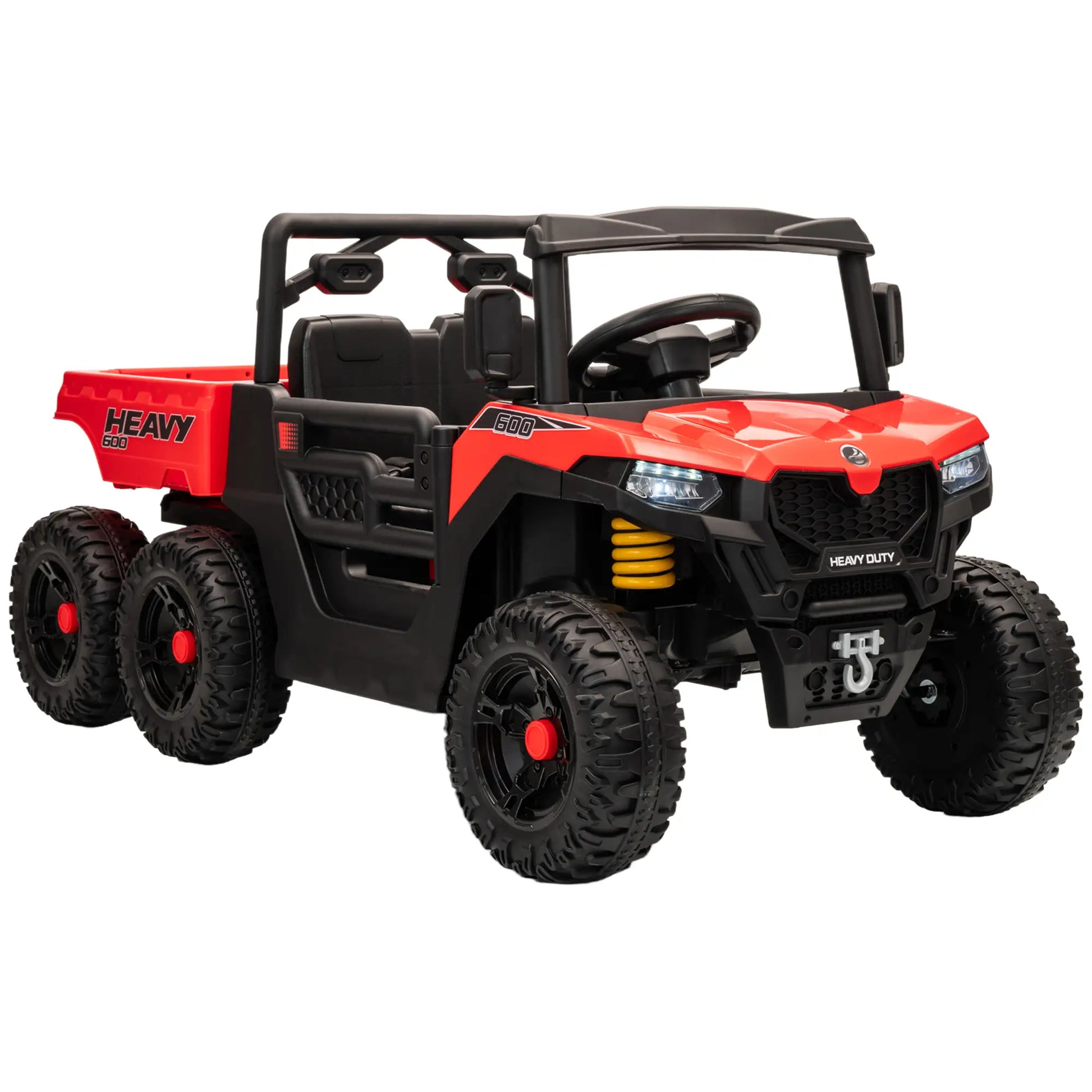 24V 4WD Kids Ride On Truck, 6 Wheels, 2 Seater, Remote, Dump Bed, Red Electric Toy Cars at Gallery Canada