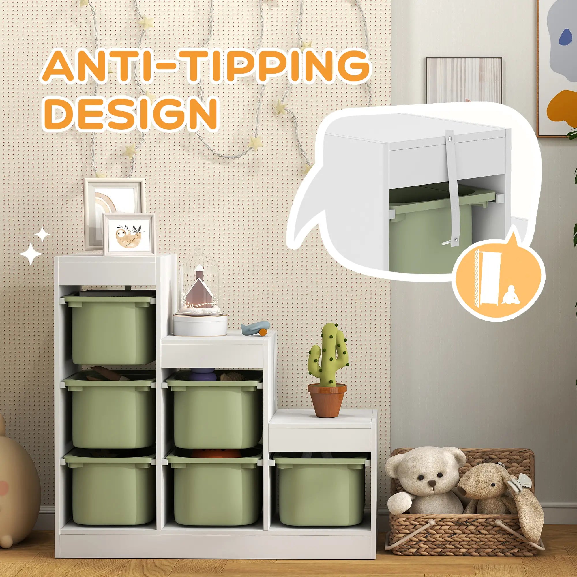 3 Layers Toy Storage Organizer, 6 Plastic Bins, Green Baby & Kids Storage at Gallery Canada