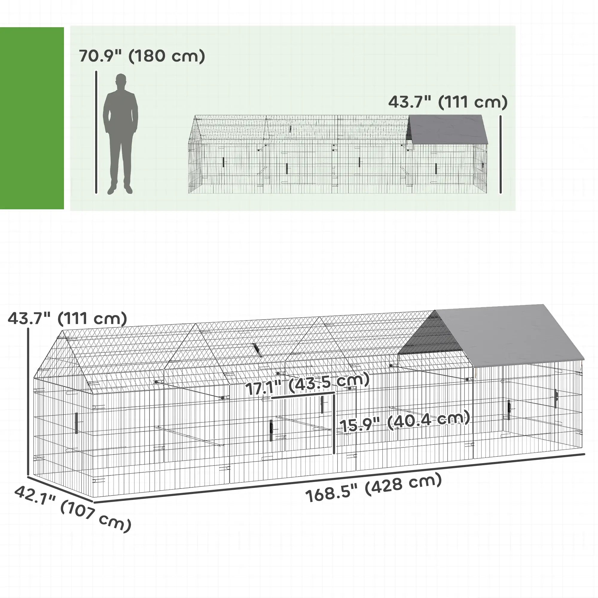Large Metal Chicken Coop, Water-Resistant Anti-UV Cover, 6 Doors Chicken Coops at Gallery Canada