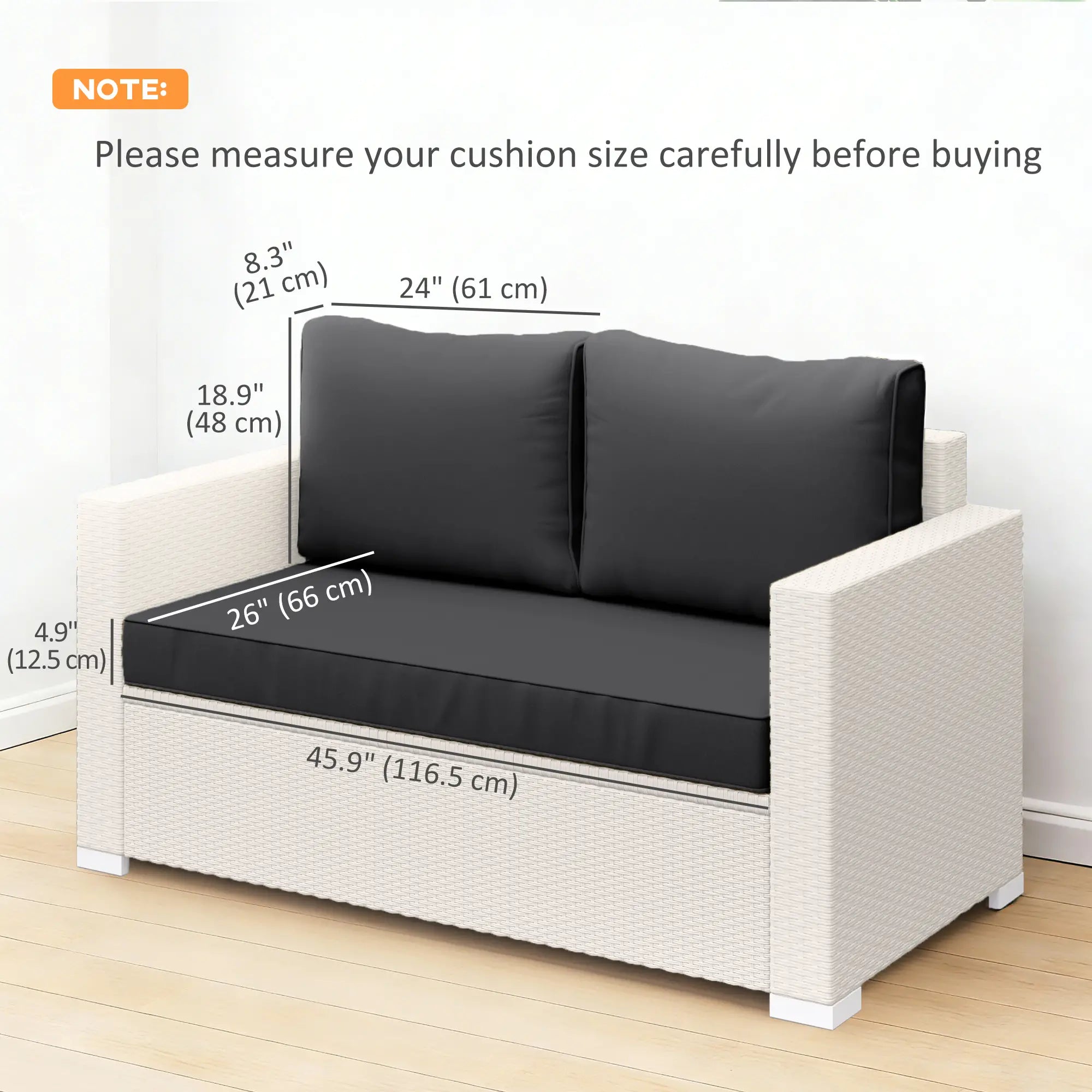 2 Seater Outdoor Cushions With Backrest, Black Patio Chair Cushions at Gallery Canada