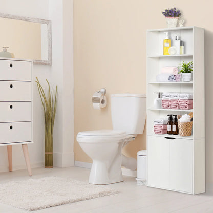 4-Tier Open Bookshelf with Doors, Home Office Bookcase, White White Bookshelves at Gallery Canada