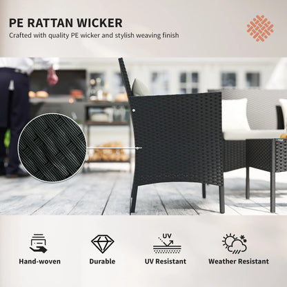4-Piece Rattan Patio Set, Coffee Table, 22.8" W x 21.7" D x 33.5" H, Black Cream Patio Furniture Sets at Gallery Canada