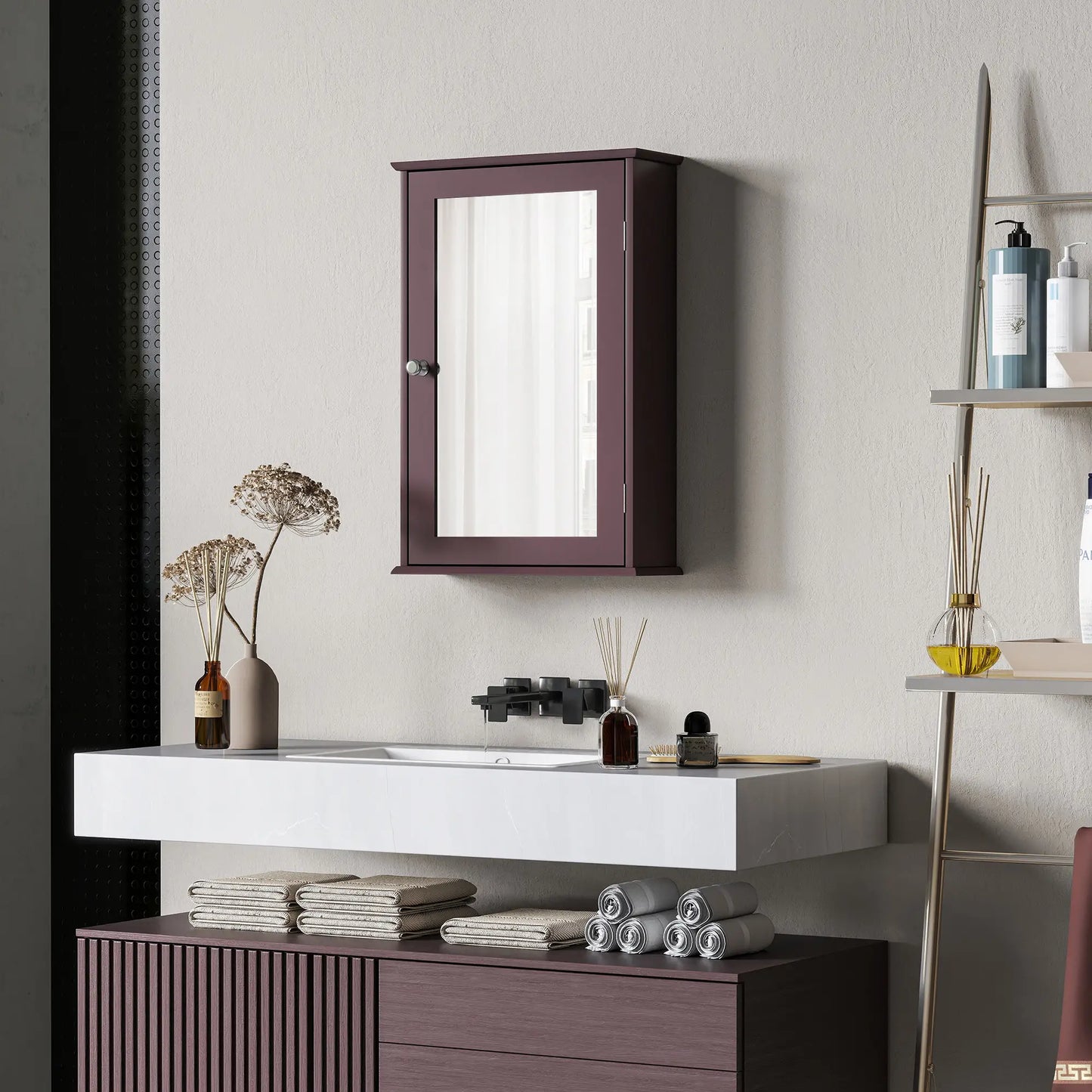 Bathroom Mirror Cabinet, Wall Mounted Medicine Cabinet, Dark Brown Mirror Medicine Cabinets at Gallery Canada