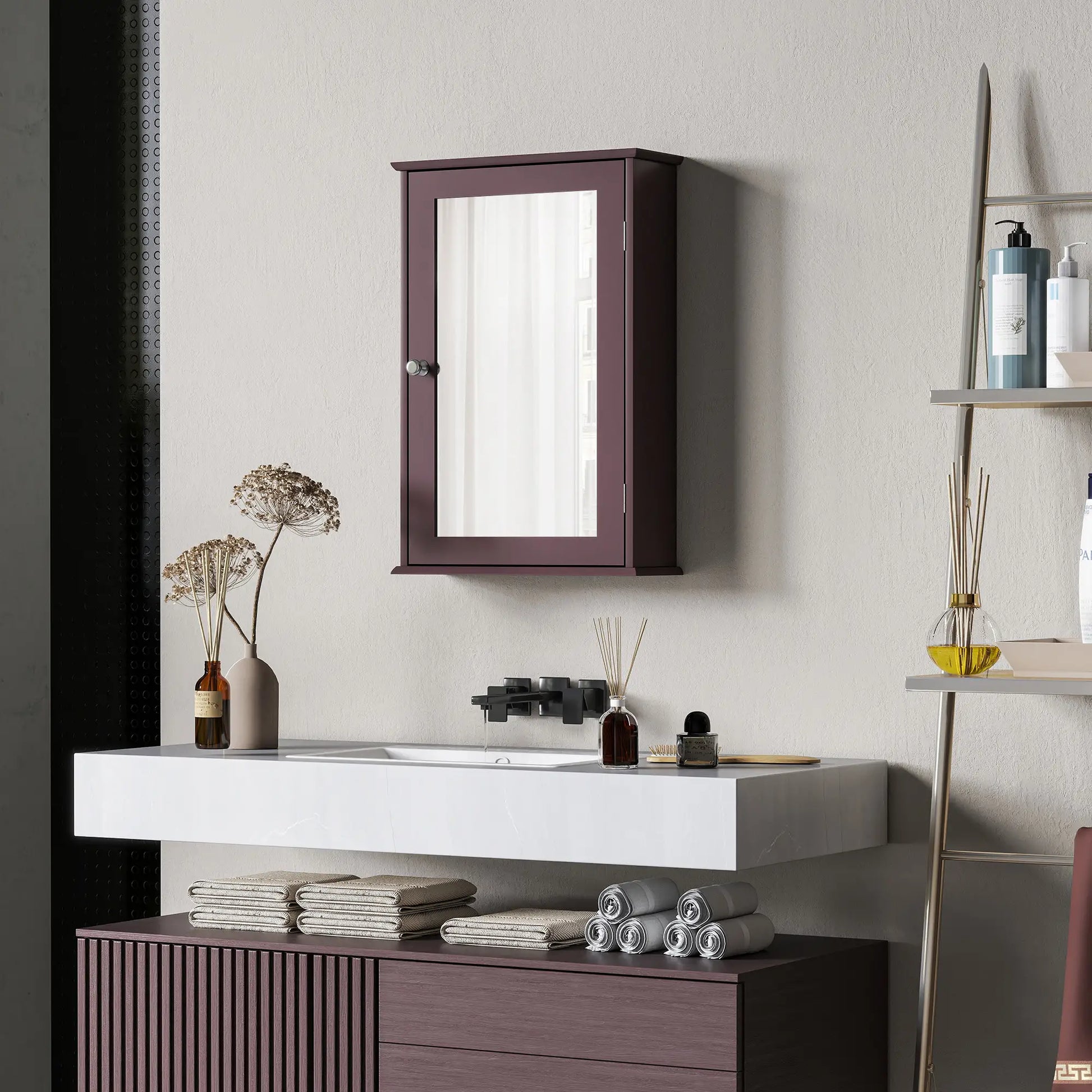 Bathroom Mirror Cabinet, Wall Mounted Medicine Cabinet, Dark Brown Mirror Medicine Cabinets at Gallery Canada