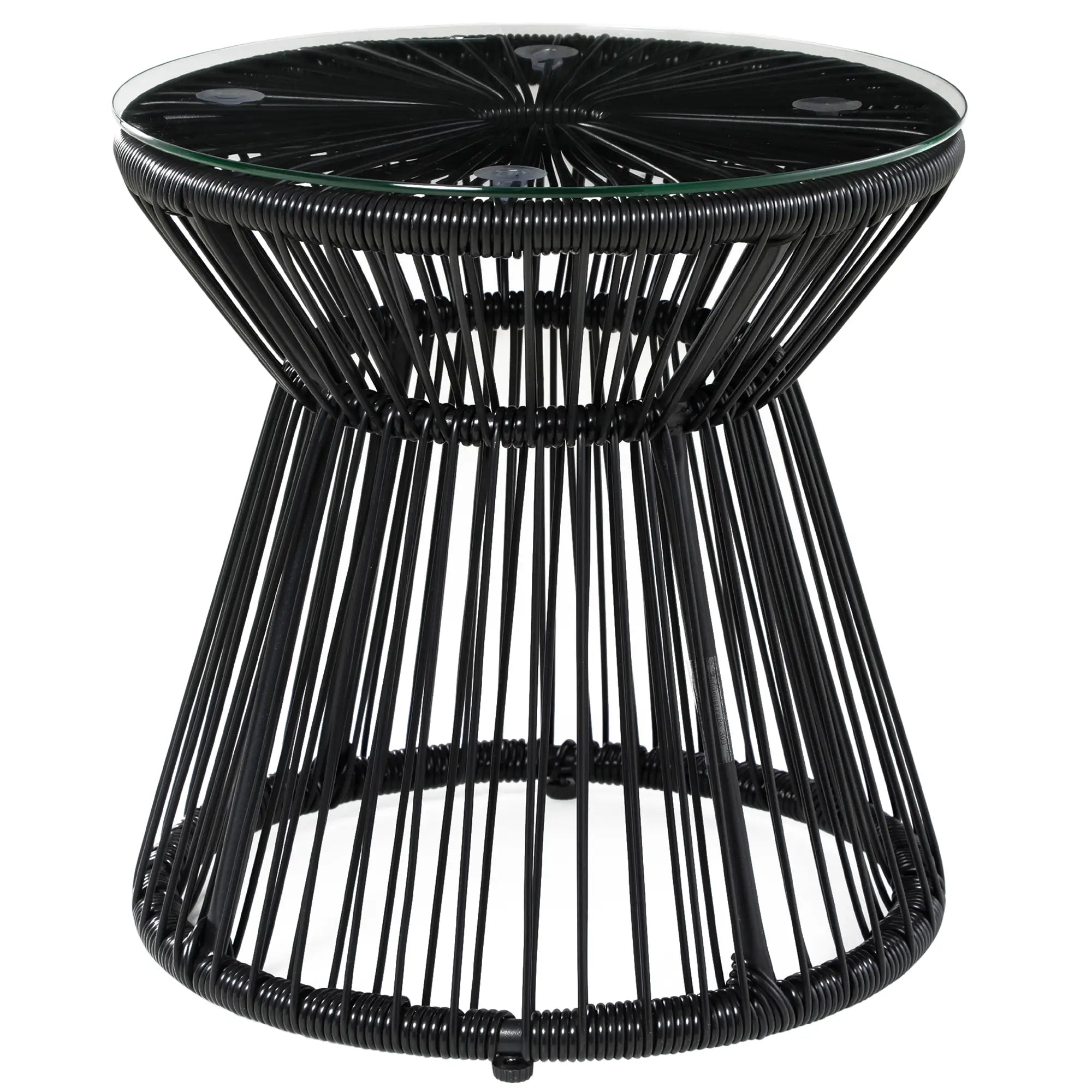 Round Rattan End Table With Glass Top, Black Patio Side Tables Black at Gallery Canada