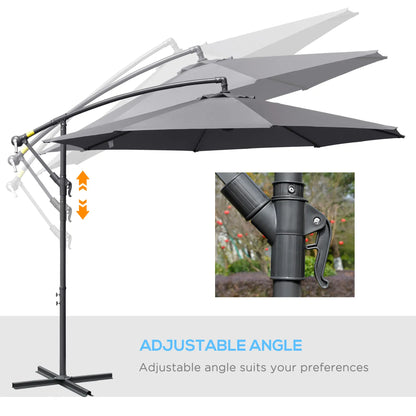10ft Offset Patio Umbrella with Base, Crank, Grey Cantilever Umbrellas at Gallery Canada