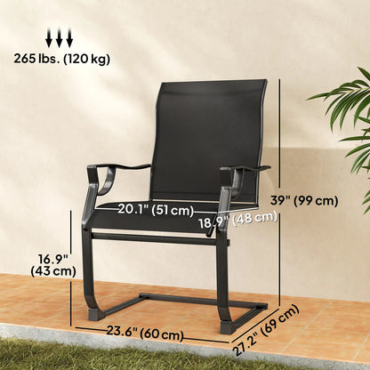 Patio Chairs Set of 2, Curved High Backrest, Armrest, Metal Frame Patio Chairs at Gallery Canada
