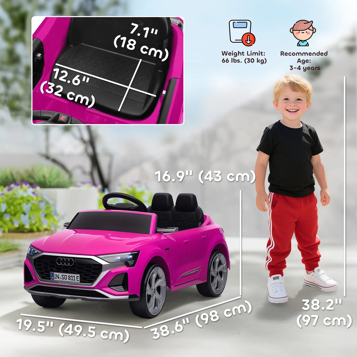 12V Kids Electric Car, Audi Q8 etron Sportback, Remote Control, Pink Electric Toy Cars at Gallery Canada