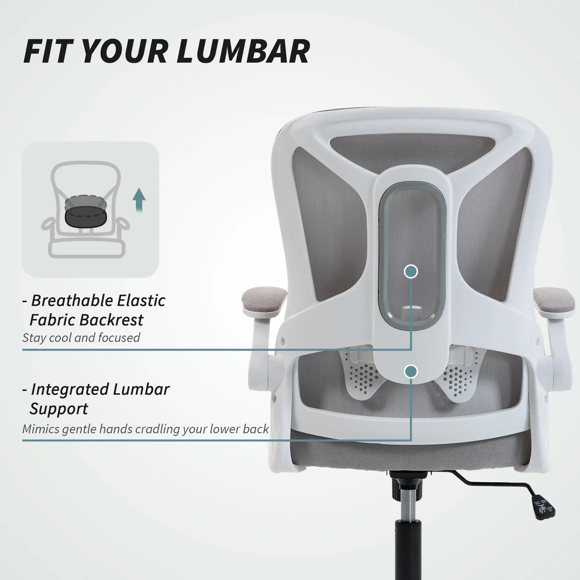 Ergonomic Swivel Office Chair, Adjustable Lumbar Support, Grey Task Chairs at Gallery Canada