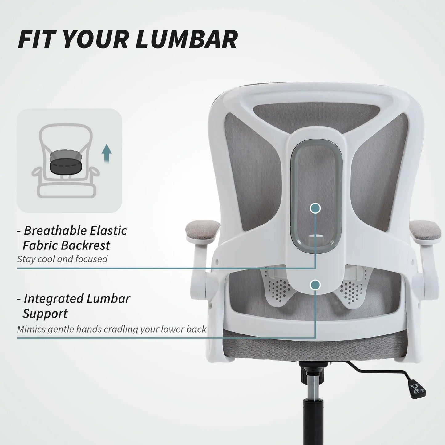 Ergonomic Swivel Office Chair, Adjustable Lumbar Support, Grey Task Chairs at Gallery Canada