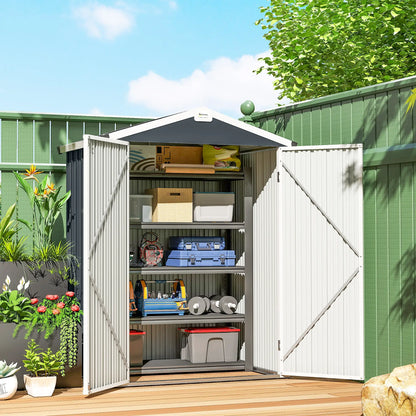 4.4' x 3' Metal Garden Shed, Outdoor Storage With Double Doors Sheds at Gallery Canada